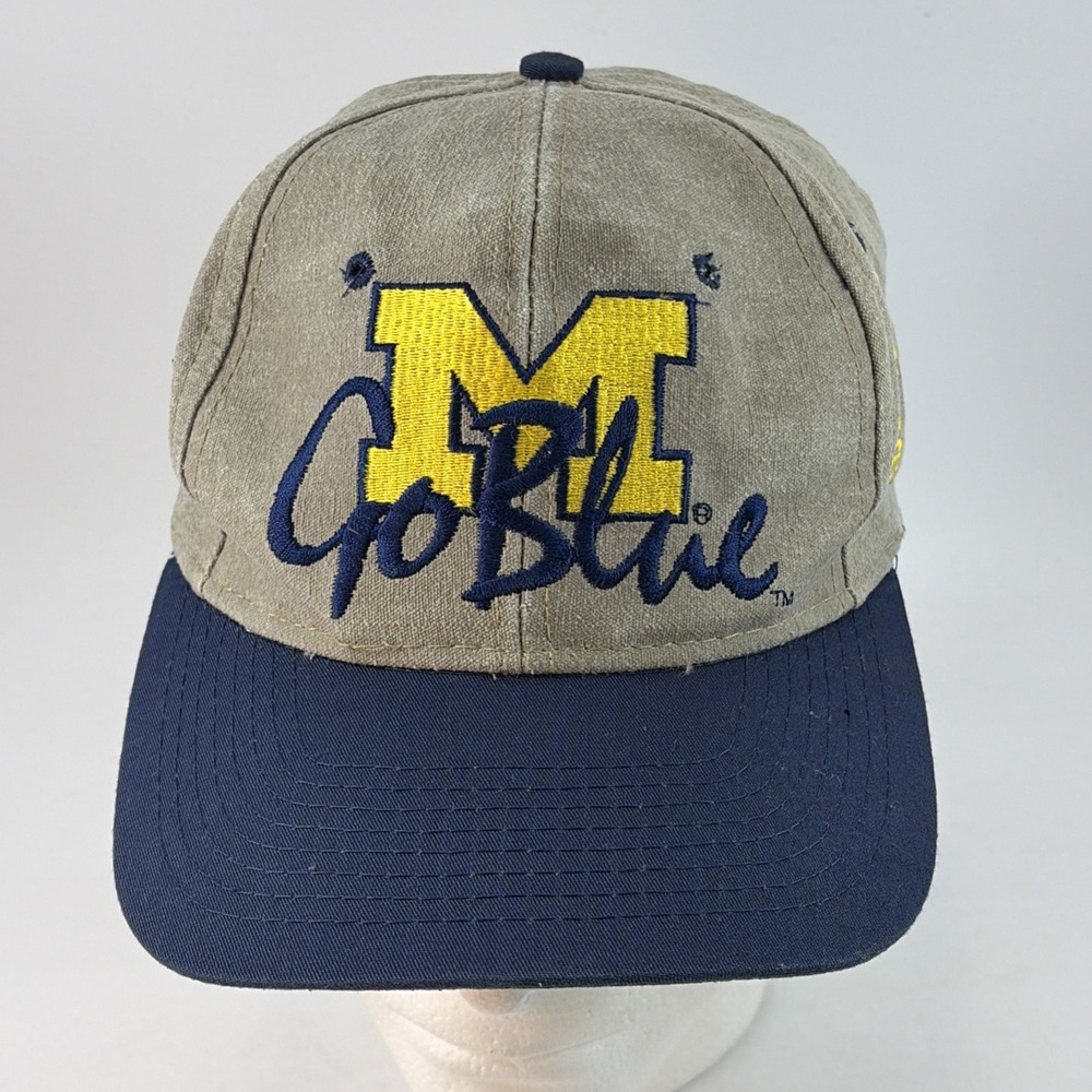 Vintage Michigan Wolverines Hat Cap Snap Back The Game Block M Go Blue 80's